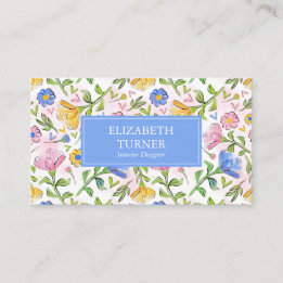 Elegant Colourful Rustic Floral Pattern Business Card