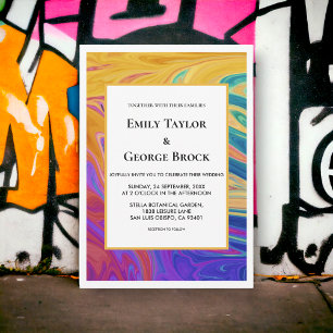 Elegant Colourful Seamless Abstract Modern Wedding Invitation