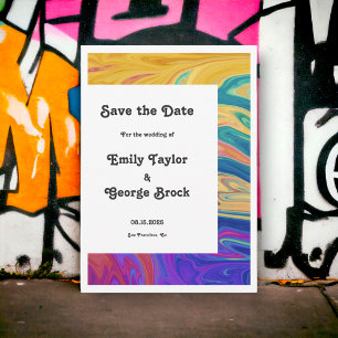 Elegant Colourful Seamless Abstract Modern Wedding Save The Date