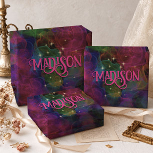 Elegant Colourful Smoke Alcohol Ink Monogram Wrapping Paper Sheet