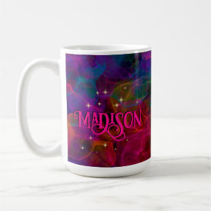 Elegant colourful sparkles smoke monogram coffee mug