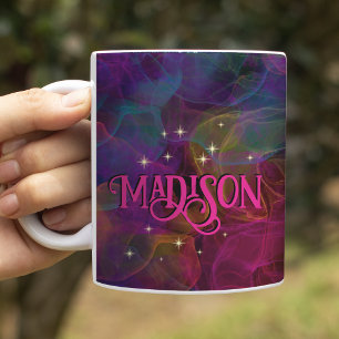 Elegant colourful sparkles smoke monogram coffee mug