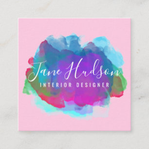 Elegant Colourful Splash Design Square Business Card
