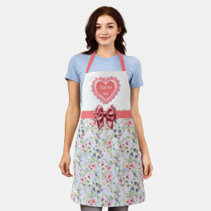 Elegant Colourful Spring Floral Watercolor Pattern Apron