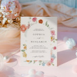 Elegant Colourful Spring Flowers Wedding Arch Invitation<br><div class="desc">Elegant watercolor spring floral wedding invitation.</div>