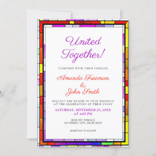 Elegant Colourful Stained Glass Wedding Invitation