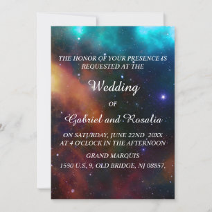 Elegant Colourful Starry Night Sky Wedding Invitation