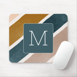 Elegant colourful stripes Modern initial Teal Pink Mouse Mat