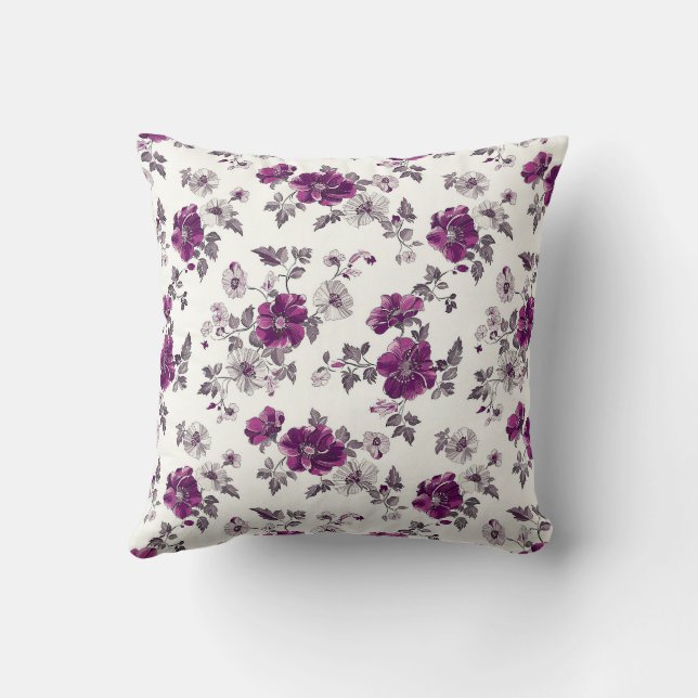 Elegant Colourful Stylish Romantic Floral Chic Cushion (Back)