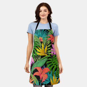 Elegant Colourful Summer Tropical Floral Leaves    Apron