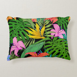 Elegant Colourful Summer Tropical Floral Leaves Decorative Cushion
