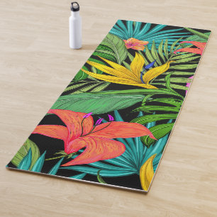 Elegant Colourful Summer Tropical Floral Leaves Yoga Mat