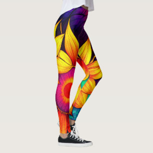 Elegant Colourful Sunflower Flower Power Artwork Leggings