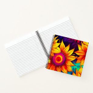 Elegant Colourful Sunflower Flower Power Artwork   Notebook