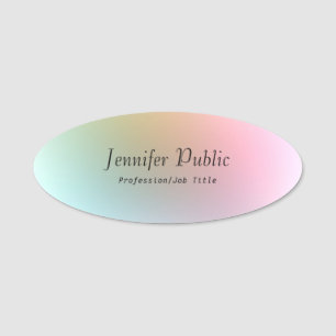 Elegant Colourful Template Hand Script Text Name Tag