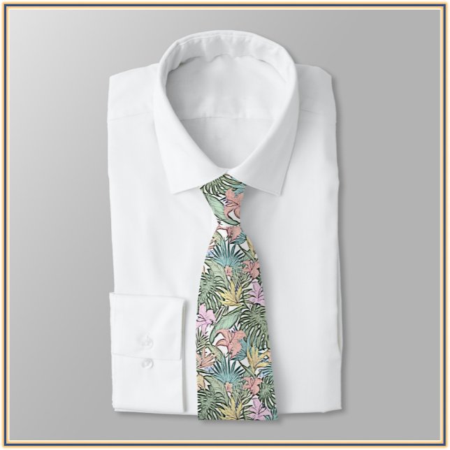 Elegant Colourful Tropical Floral Neck Tie (Bookmark my store: https://www.zazzle.com/store/capricepetit?rf=238091145531749709)