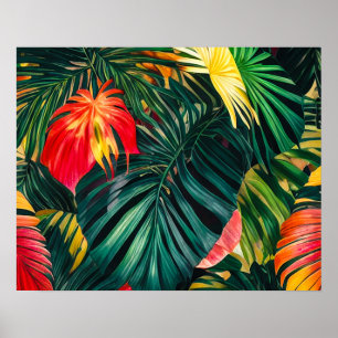 Elegant Colourful Tropical Leaves and Flowers    Poster
