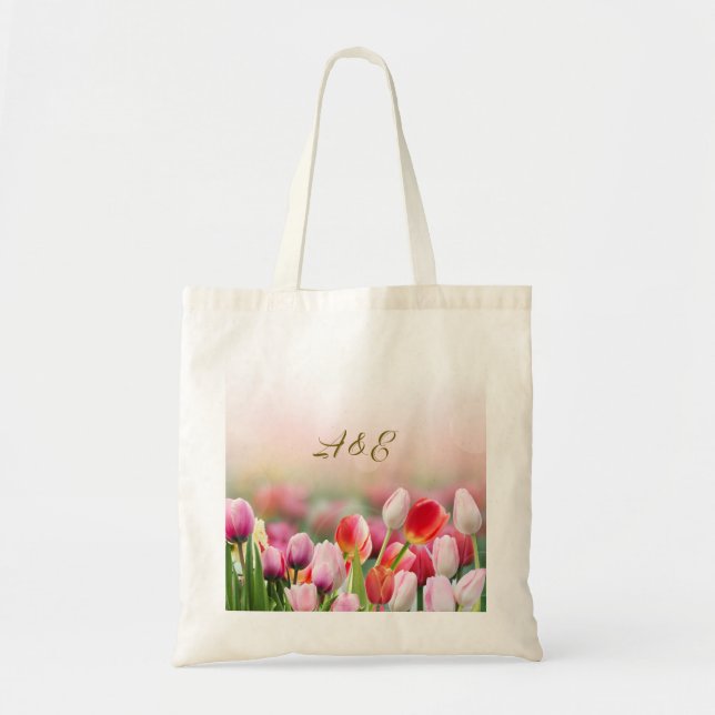 Elegant Colourful Tulip Florals Tote Bag (Front)