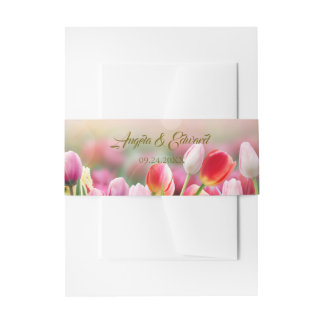 Elegant Colourful Tulip Florals Wedding Invitation Belly Band