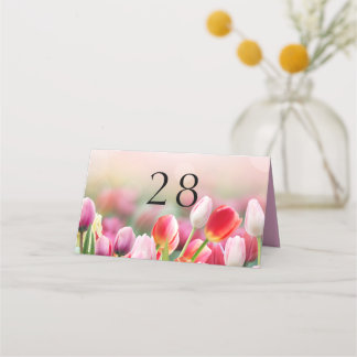 Elegant Colourful Tulip Florals Wedding Place Card