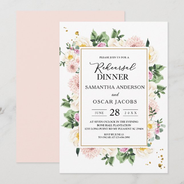 Elegant Colourful Watercolor Beauty Floral Frame  Invitation (Front/Back)