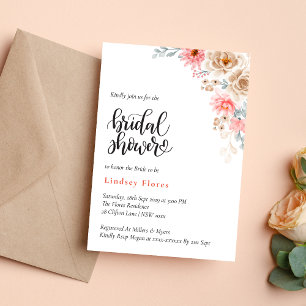 Elegant Colourful Watercolor Floral Bridal Shower Invitation