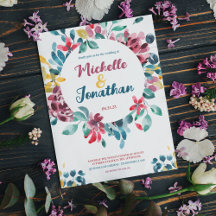 Elegant colourful watercolor floral wedding