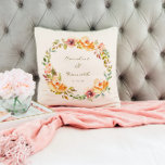 Elegant Colourful Watercolor Floral Wedding Names Cushion<br><div class="desc">Personalised Elegant Colourful Watercolor Floral Wedding Throw Pillow</div>