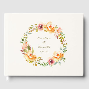 Elegant Colourful Watercolor Floral Wedding Names Guest Book