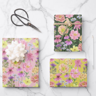 Elegant Colourful Watercolor Wildflower Pattern Wrapping Paper Sheet