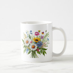Elegant Colourful Wildflower Bouquet Coffee Mug