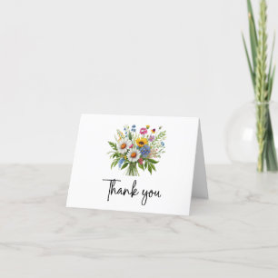 Elegant Colourful Wildflower Bouquet Thank You Card