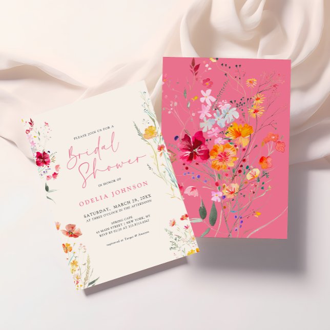 Elegant Colourful Wildflower Cream Bridal Shower Invitation (Creator Uploaded)