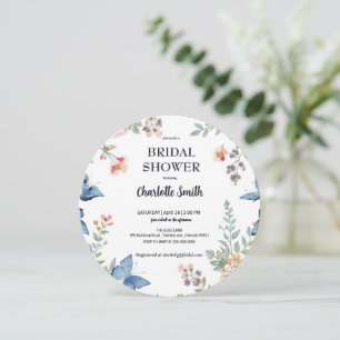 Elegant Colourful Wildflower Flower blue butterfl Invitation