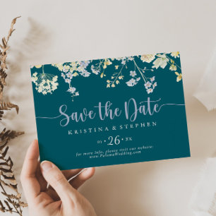 Elegant Colourful Wildflower Horizontal Wedding  Save The Date
