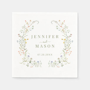 Elegant Colourful Wildflower Meadow Flower Wedding Napkin