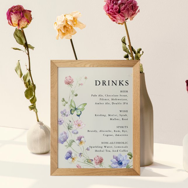 Elegant Colourful Wildflower Wedding Drinks Poster (Creator Uploaded)