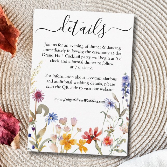Elegant colourful wildflower  wedding enclosure card (Creator Uploaded)