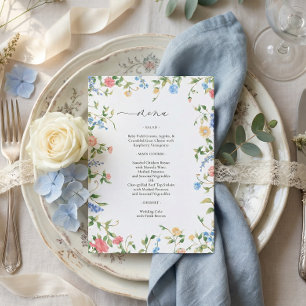 Elegant Colourful Wildflower Wedding Menu