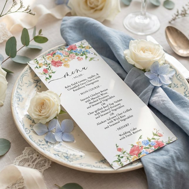 Elegant Colourful Wildflower Wedding Menu (Creator Uploaded)