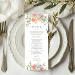 Elegant Colourful Wildflower Wedding Menu<br><div class="desc">Set a stunning tone to your wedding dining with our Elegant Colourful Wildflower Wedding Menu. This menu is a perfect blend of beauty and style,  infused with watercolor wildflowers that infuse a vibrant and delicate charm to your wedding table settings. The floral design resonates with vintage garden elegant charm.</div>