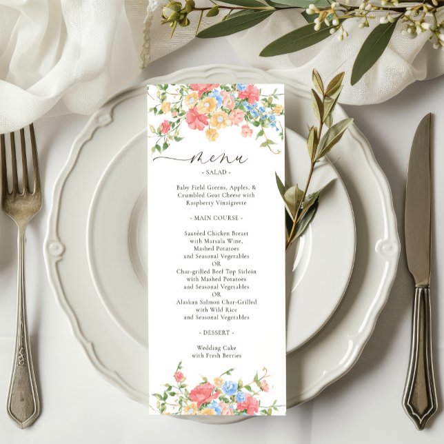 Elegant Colourful Wildflower Wedding Menu (Creator Uploaded)