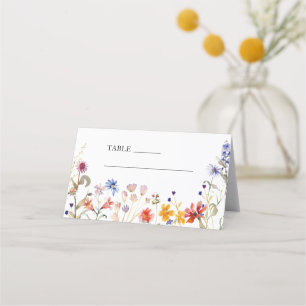 Elegant colourful wildflower wedding  place card