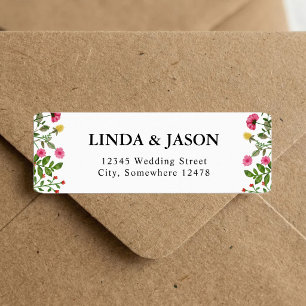 Elegant Colourful Wildflower Wedding Return Addres