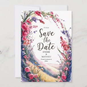 Elegant Colourful Wildflower Wedding Save The Date