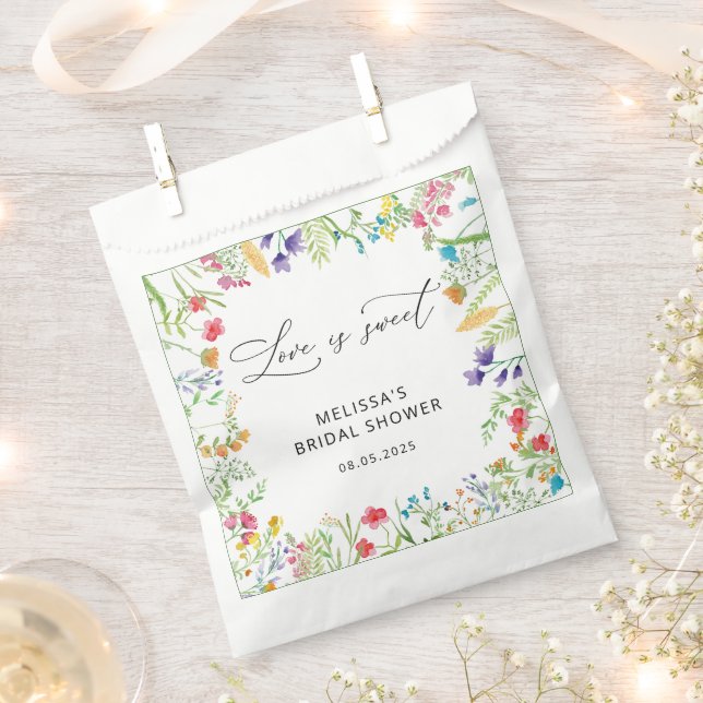Elegant Colourful Wildflowers Bridal Shower Favour Bags (Clipped)