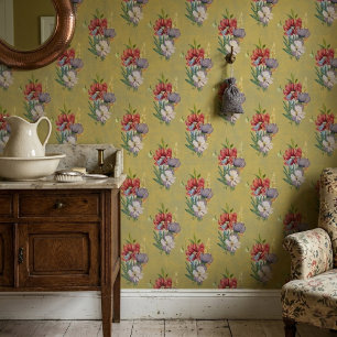 Elegant Colourful Wildflowers On Harvest Gold Wallpaper
