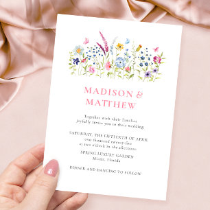 Elegant Colourful Wildflowers Wedding Invitation