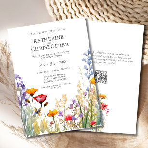 Elegant Colourful Wildflowers Wedding Invitation