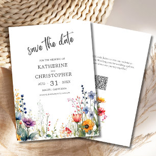 Elegant Colourful Wildflowers Wedding Save The Date